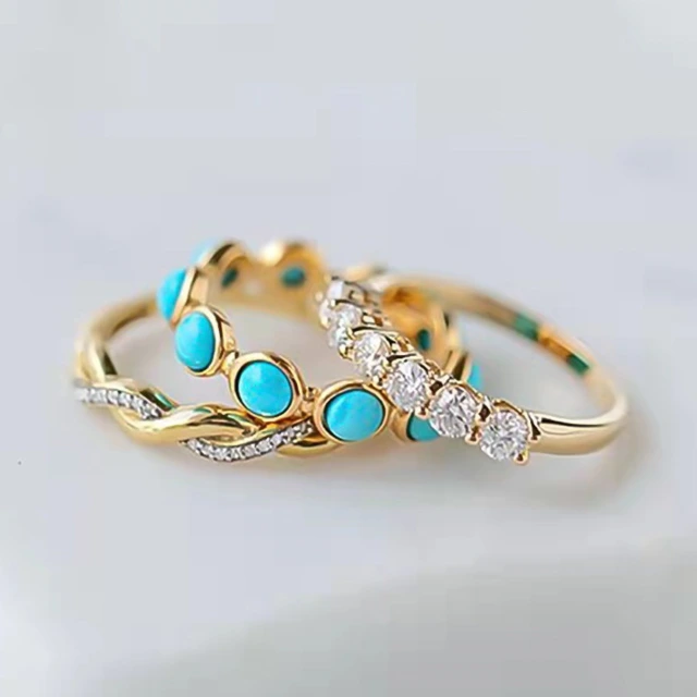 (😍Only $45.99 For 9 PCS) Include Exquisite Diamond Moonstone Turquoise RINGS
